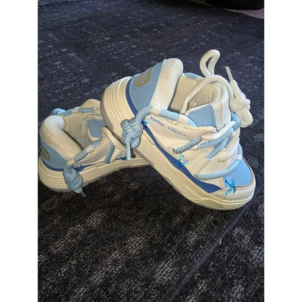 NEW SHITA Chunky Rope Lace Skate Shoes Blue White EUR 41 US Men 8 / Women 9.5